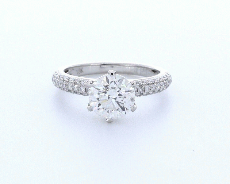 Three-Pave Rows Side-Stone Engagement Ring