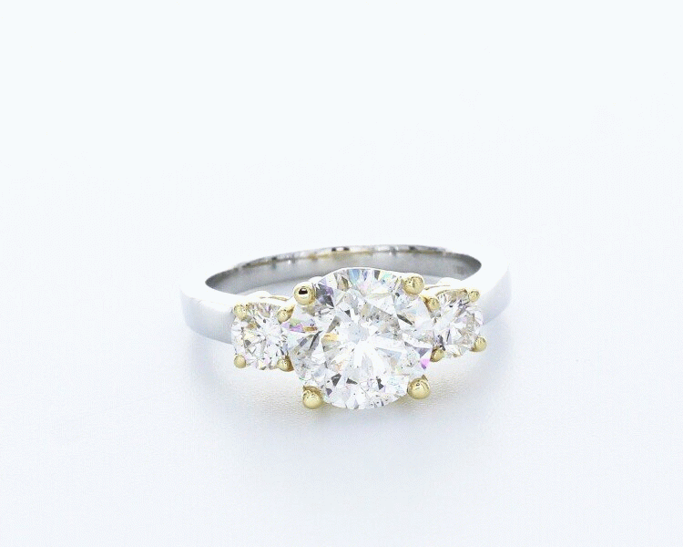 Classic Basket Three-Stone Ring with Matching Band